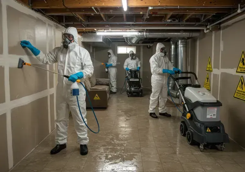 Basement Moisture Removal and Structural Drying process in West Newbury, MA